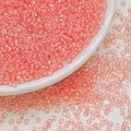 3mm translucent pink glass seed beads with iridescent coating for DIY jewelry - Arctic Pink AB