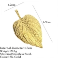 18K gold leaf stainless steel ring featuring detailed vein textures and elegant design - Realistic Veined Leaf Style (JZ-YS444) / Adjustable Open