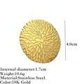 Golden stainless steel ring with 18K gold plating and unique coral leaf textured surface - Coral Texture Circular Style (JZ-YS291) / Adjustable Open