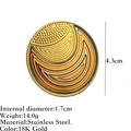 Leaf design stainless steel ring in 18K gold finish with measurement specifications - Rainbow Enamel Crescent Curve Style (JZ-YS403) / Adjustable Open
