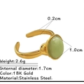 Détails de la bague en acier doré avec dimensions et pierre naturelle verte - Style Anneau Épais (JZ-YS702-4)
