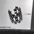 Anillo abierto de acero inoxidable negro con diseño de estrella y banda de 1,0 cm - Estilo Estrella Hueca (JZ-327-B)