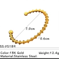 Disegno tecnico del bracciale in acciaio inossidabile dorato 18K con diametro di 7cm e misure - Texture a Spirale con Estremità a Sfera (SS-YS189) / Diametro Interno 7,0cm Spessore 0,6cm / Oro 18K