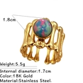 Anello in acciaio inossidabile dorato 18K a forma di osso con pietra naturale tonda - Stile Forma di Osso Dorato (JZ-YS704-1)