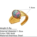 Anello multistrato in acciaio inossidabile placcato oro 18K con pietra colorata - Stile Tondo Colorato Fantasma (JZ-YS704-2)