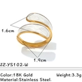 Anello incrociato in acciaio inossidabile oro 18K con gocce in smalto bianco - Stile Croce Goccia Bianca (JZ-YS102-W)