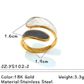 Anello a spirale in acciaio inossidabile 18K con finitura smaltata bicolore - Stile Motivo Marmo Goccia (JZ-YS102-J)