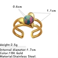 Anello multistrato in acciaio oro 18K con pietra marmorizzata rosa a forma di cuore - Stile Trama Marmo Base Cuore (JZ-YS704-6)