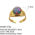 Anello multistrato in oro e acciaio al titanio con pietra naturale colorata tonda - Stile Pietra Fantasma Spessa a Fascia Larga (JZ-YS704-7)