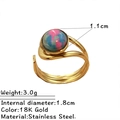 Anello multistrato in acciaio al titanio dorato con pietra naturale colorata da 1,1 cm - Stile Trama Stellata Avvolgente a Doppia Linea (JZ-YS704-8)