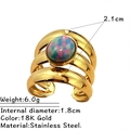 Anello multistrato in acciaio inossidabile dorato con pietra naturale ovale colorata - Stile Effetto Opale Ovale a Tre Strati (JZ-YS704-9)