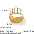 Verstellbarer Edelstahl-Wellenring mit weißem Emaille und 18K Vergoldung - Weißer Welle Breiter Ring (JZ-YS552-1)