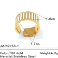 Ring aus 18K vergoldetem Edelstahl mit weißen Emaille-Streifen und offenem Design - Weißer Vertikaler Streifenring (JZ-YS553-1)