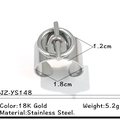 Anello aperto minimalista in acciaio inossidabile con design a cerchio e barra a T - Stile Decorativo con Chiusura a Scomparsa (JZ-YS148) / Argento