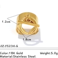 Anello aperto in acciaio inossidabile placcato oro 18K con design classico a barra e cerchio - Stile con Chiusura a Scomparsa Grande (JZ-YS234-G) / Oro