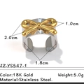 Two-tone stainless steel open ring featuring a golden bow design on a silver band - Silver Band with Gold Bow Style (JZ-YS547-1)