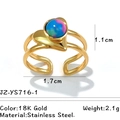 Anello cuore aperto in acciaio inossidabile dorato 18K con pietra naturale colorata - Cuore Cavo Dorato con Pietra Iridescente (JZ-YS716-1)