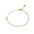 Bracciale placcato oro con singolo zircone e barra minimalista con chiusura a moschettone - Oro