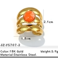 Anello in acciaio inossidabile placcato oro 18K a tre strati con pietra naturale arancione - Stile Triplo Strato Oro Pietra Arancione (JZ-YS707-2)
