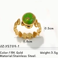 Bague chaîne papillon en or 18 carats avec pierre verte en acier inoxydable - Style Maillon de Chaîne Or Pierre Verte (JZ-YS709-1)