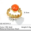 Bague en acier inoxydable plaqué or 18 carats avec une pierre naturelle orange - Style Maillon de Chaîne Or Pierre Orange (JZ-YS709-2)