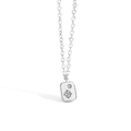 Zilveren ketting met vierkante hanger, ster gravure en zirkonia steentjes - Koper Verguld 18K Goud / Zilveren Vierkante Plaat Ketting