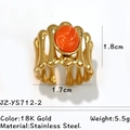 Bague en acier inoxydable plaqué or 18 carats avec une pierre naturelle ronde orange - Style Cage Or Pierre Orange (JZ-YS712-2)