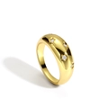Anillo ancho de oro pulido con incrustaciones de estrellas de circón y estilo minimal - US 6 / Anillo de Estrella Dorada