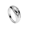 Anillo de cúpula plateado con estrellas de circón brillantes y diseño moderno - US 7 / Anillo Estrella de Oro Blanco