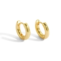 Minimalist thick golden hoop earrings with high-polish finish and secure clasp - Bright Gold