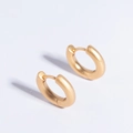 Minimalist matte 18K gold plated thick hoop earrings with secure click closure - Matte Gold