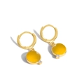 Goldene Creolen mit gelbem Edelstein-Anhänger und kleinem Zirkonia-Detail für Damen - Gelb