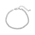 Pulsera de cadena cubana plateada con cierre de mosquetón y extensión ajustable - Cobre Chapado en Oro de 18K / Plateado