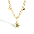 Gouden Figaro ketting met schedelbedeltje en gegraveerde ronde hanger voor dames - Goud
