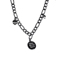 Punk zwarte ketting met doodskop hanger en gegraveerd 'Here for the Boo's' label - Gunmetal
