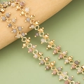 Gold plated wave chain with multifaceted Morandi color beads for DIY jewelry - 1 Piece/Pack / Gray White And Morandi Purple Mix Style (C40005)