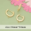 18K vergoldete Messing-Ohrringe mit Zirkonia-Mikropavé und kleiner Aufhängeschleife - Mikro-Eingelegter Runder Ohrring-Reifen (MG2301A) / 6 Stück/Packung (14mm) / Gold