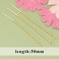 50mm gold plated copper ear wire accessories with double loop O-chains for DIY jewelry - Ball Chain Ear Wire (MF6607A)