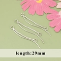 Three-piece set of silver metal curved bar and rope chain earring components, length 29mm - Wave Curved Bar (MF6606B)