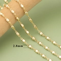 Minimalist 2.8mm 18K gold-plated square bead chain link with polished faceted finish - Gold Faceted Square Bead Chain (C42001A)