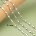 Sleek 2.8mm silver bead chain link crafted in minimalist style for DIY jewelry making - Silver Round Olive Bead Chain (C42001B)