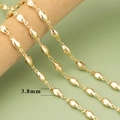 3.8mm diamond-cut olive-shaped links on 18K gold plated brass chain for DIY jewelry - Gold Diamond-Cut Rice Bead Chain (C42003A)