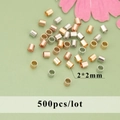 500pcs 18K gold plated copper crimp beads 2x2mm for DIY jewelry making accessories - MG2804 / 500 Pieces/Pack / 18K Gold
