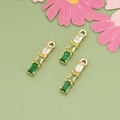 18k gold plated bamboo pendant with green gradient cubic zirconia for DIY jewelry making - Gold Green Gradient Zirconia Style (MG0905)