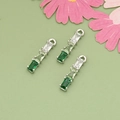 18k gold-plated bamboo-style pendant with emerald-cut gradient green cubic zirconia - Silver Green Gradient Zirconia Style (MG0906)
