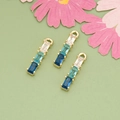 18k gold plated copper pendant with gradient blue and clear rectangular zircon stones - Gold Blue Gradient Zirconia Style (MG0907)