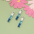 Set of 3 blue gradient baguette cut zirconia charms for DIY jewelry making - Silver Blue Gradient Zirconia Style (MG0908)