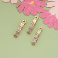 18k gold plated bamboo pendant with purple gradient cubic zirconia for DIY jewelry - Gold Purple Gradient Zirconia Style (MG0909)