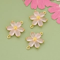 Three-piece pink micro-inlaid six-petal flower pendants for DIY jewelry crafting - Light Pink (MF8604A)