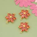 DIY Orange Blume Schmuckverbinder mit Vergoldung und Zirkonia für Armbänder - Orange (MF8605A)